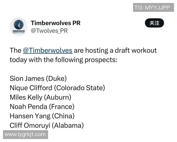 杨瀚森成功完成森林狼试训试训经历已覆盖九支NBA球队 杨瀚森成功完成森林狼试训试训经历已覆盖九支NBA球队